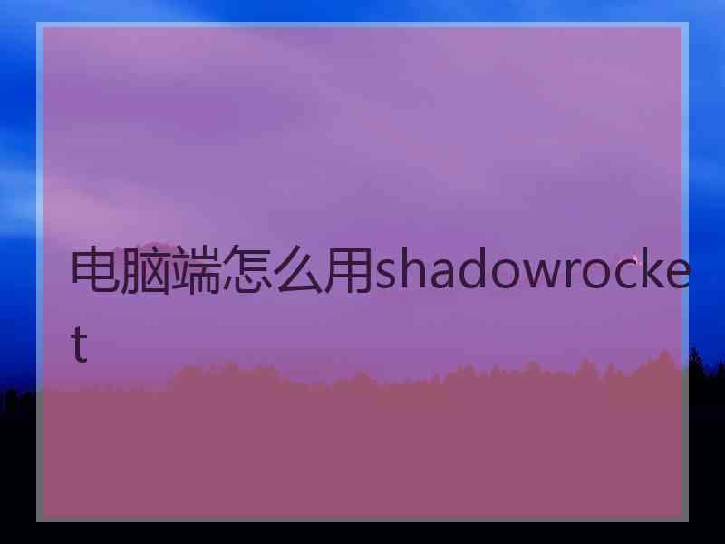 电脑端怎么用shadowrocket